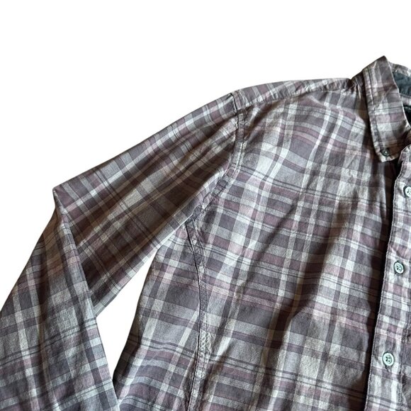 John Varvatos Plaid Button-Down Shirt Long Sleeve 100% Cotton Purple Size Large - Picture 3 of 13